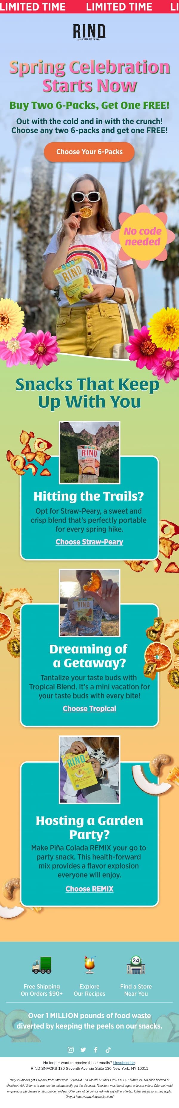 Your FREE 6-pack is waiting...ππππ₯₯ email from RIND Snacks screenshot