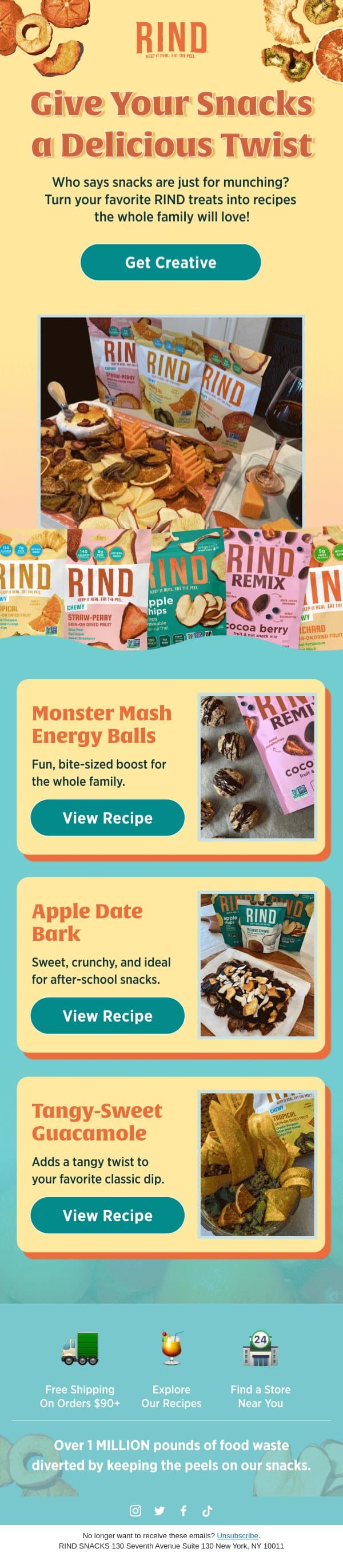 Recipes You Will LOVE πππ«ππ₯ email from RIND Snacks screenshot