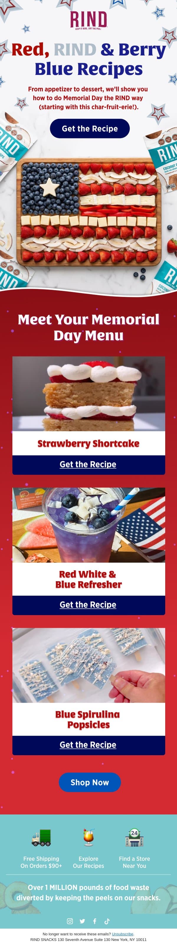 Red, RIND & BERRY Blue Recipes πΊπΈπ email from RIND Snacks screenshot