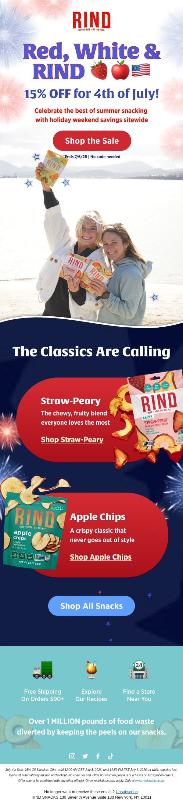 Red, White & RIND ππ email from RIND Snacks screenshot