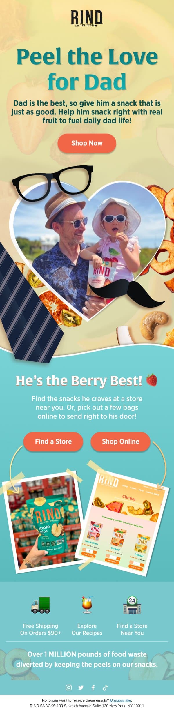 To a Fantastic Dad! email from RIND Snacks screenshot