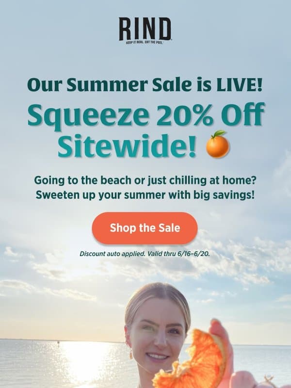 Summer Sale: 20% OFF Sitewide! βοΈππ₯₯ππ email from RIND Snacks