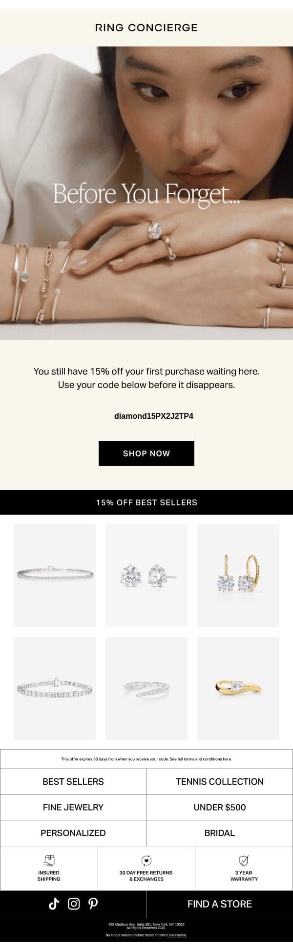 Expiring soon: 15% off email from Ring Concierge screenshot