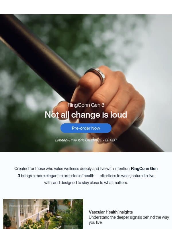 Gen 3: Wellness, Worn Beautifully email from RingConn