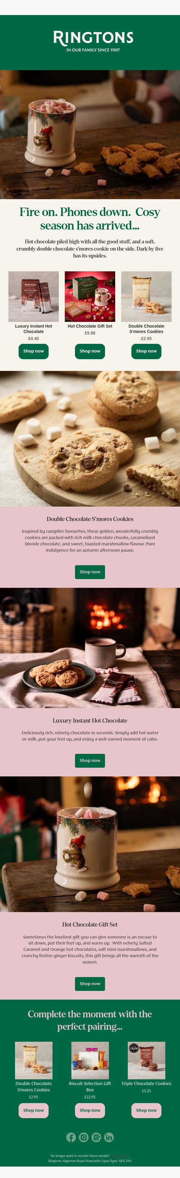 Cosy season is officially here, adam. email from Ringtons screenshot