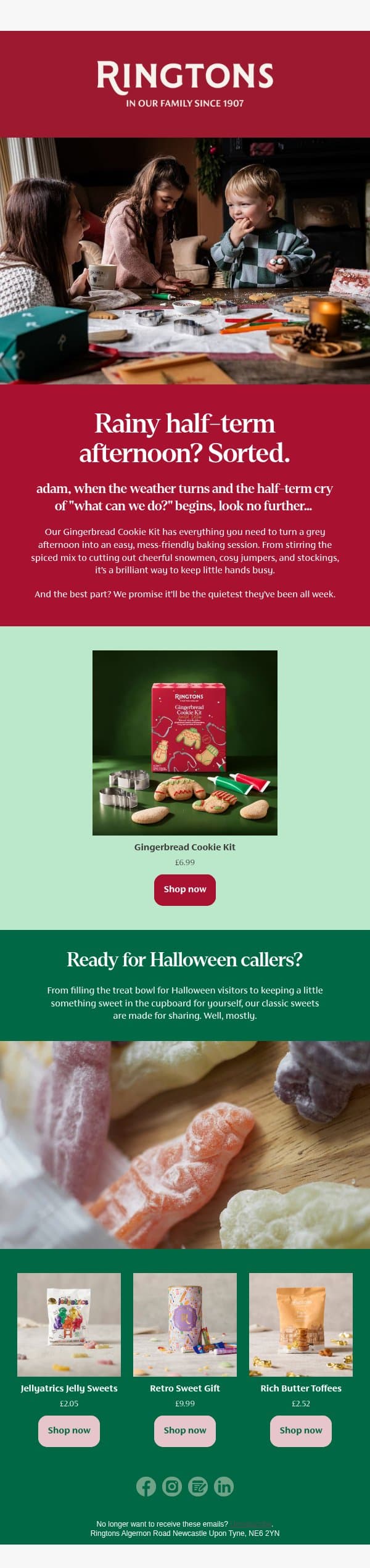 Aprons on, adam! email from Ringtons screenshot
