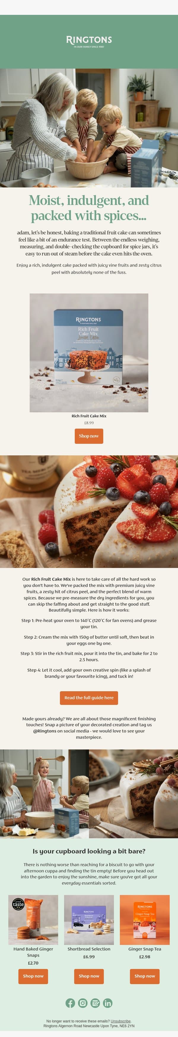 adam, its time to get baking... π©βπ³ email from Ringtons screenshot
