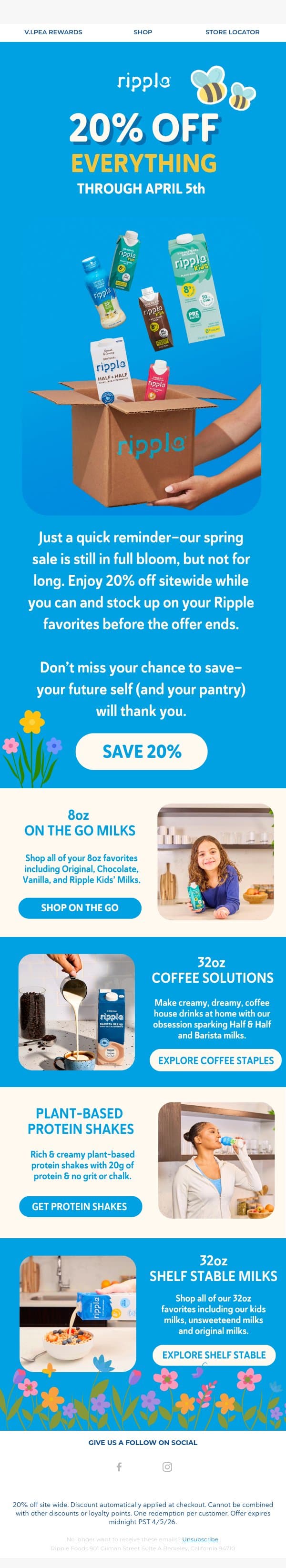 Still Time to Save 20% 🌼 email from Ripple Foods screenshot