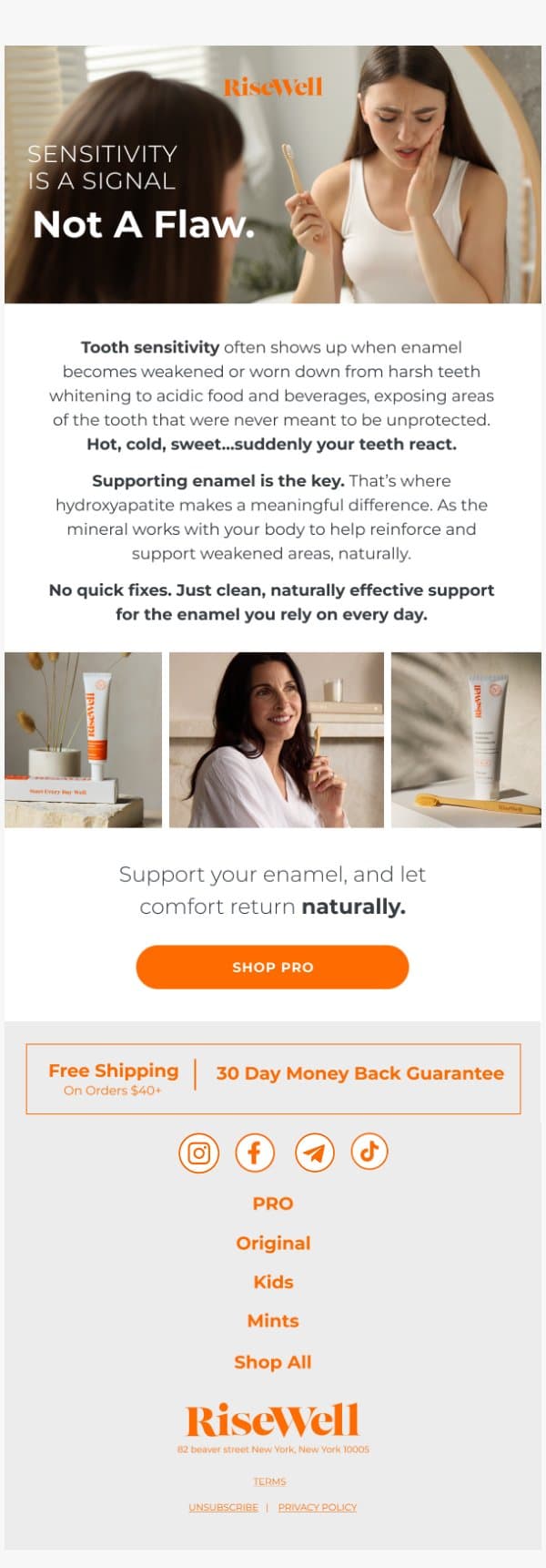 When tooth sensitivity shows up, listen.🦷 email from Risewell screenshot