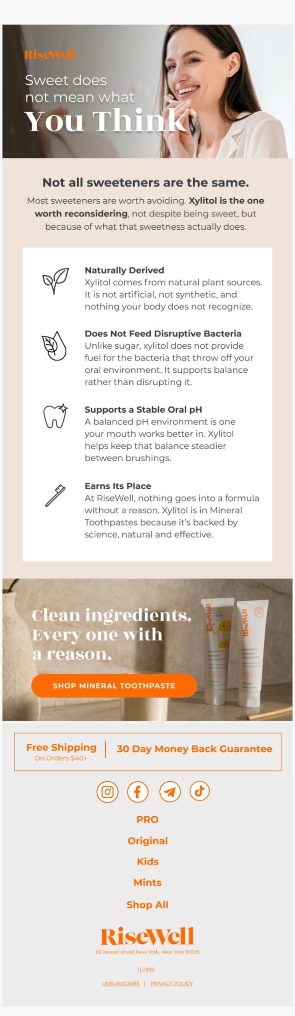 Why this ingredient is in our toothpaste.🍃 email from Risewell screenshot