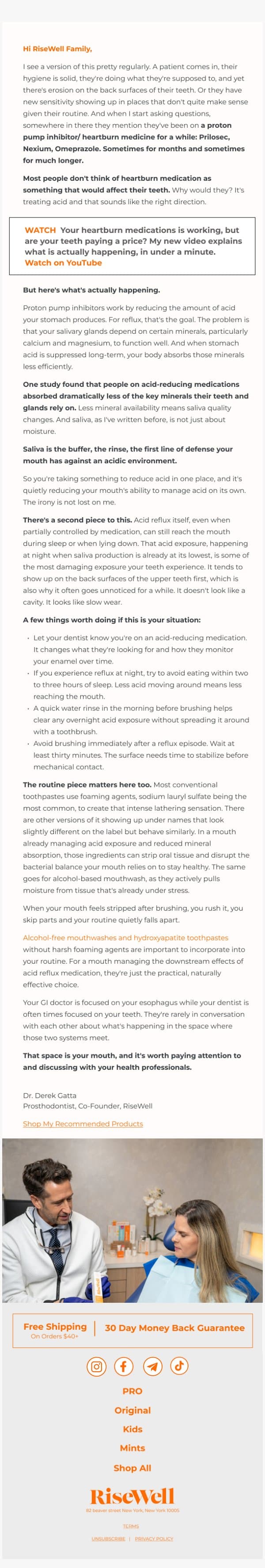 Heartburn Medication: What You Need To Know.💊 email from Risewell screenshot