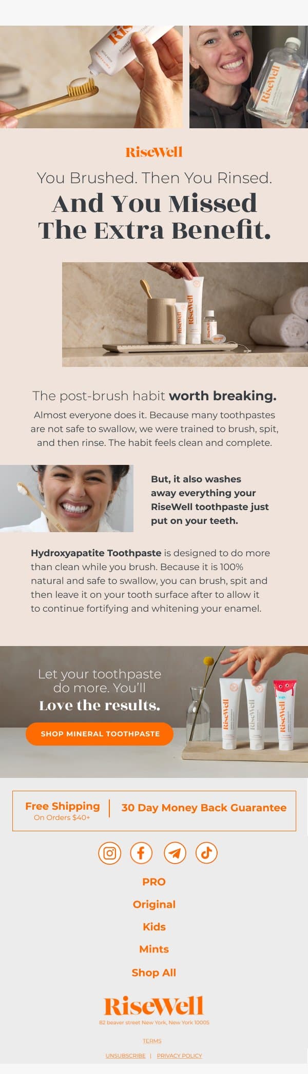 The habit that undoes your whole brush.🪥 email from Risewell screenshot