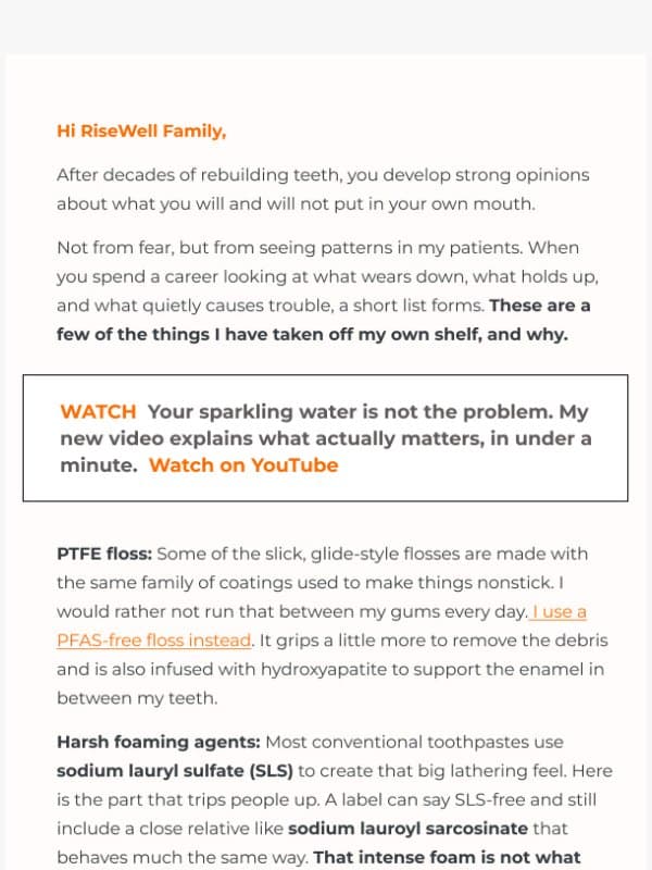 🚨Things I Won't Put In My Mouth. email from Risewell