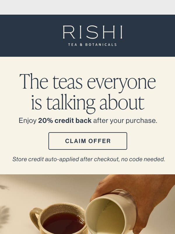 Heroes For a Reason email from Rishi Tea & Botanicals