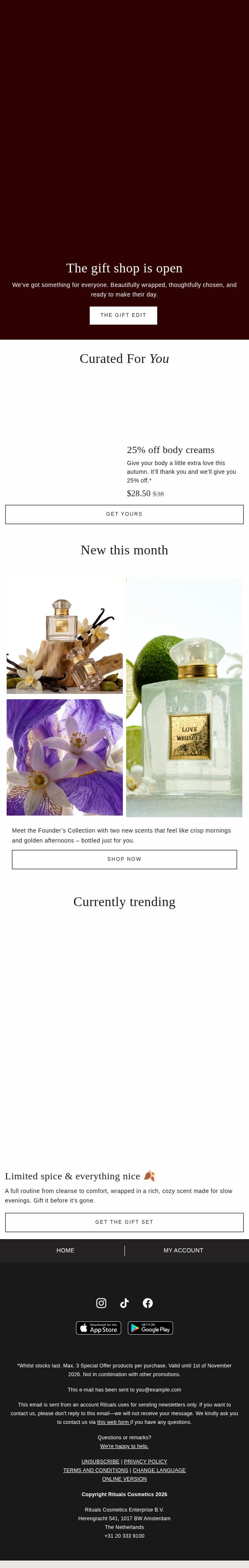 Find the gift they’ll love email from Rituals screenshot