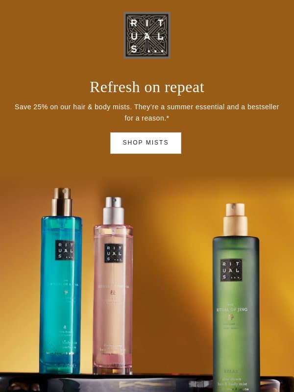 Stay fresh for less: 25% off email from Rituals