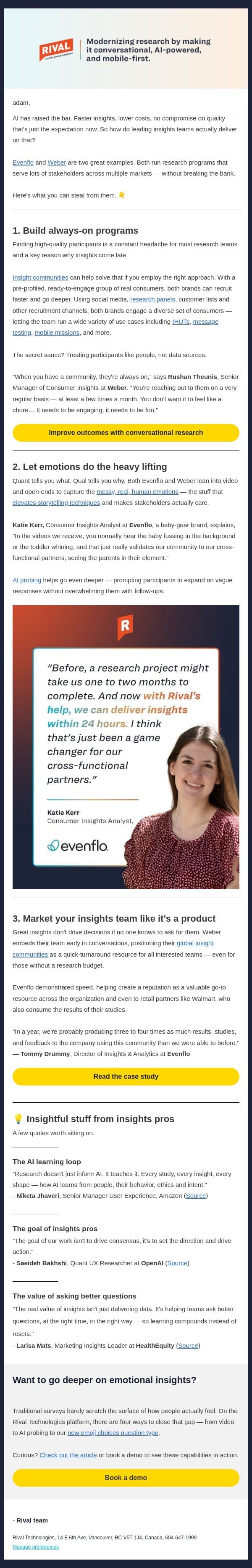 Insights in 24 hours: How 2 brands drive speed and quality email from Rival Technologies screenshot