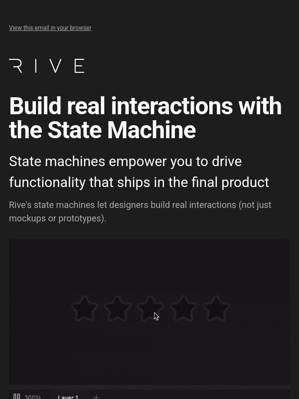 State machines bridge the gap between design and development email from Rive