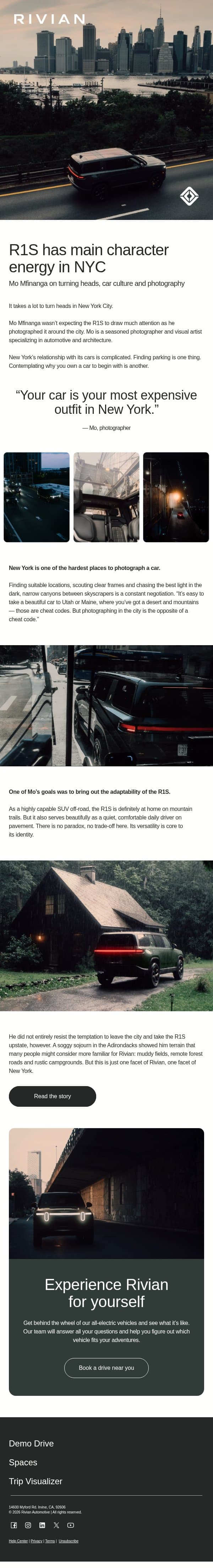 Turning heads in New York email from Rivian screenshot