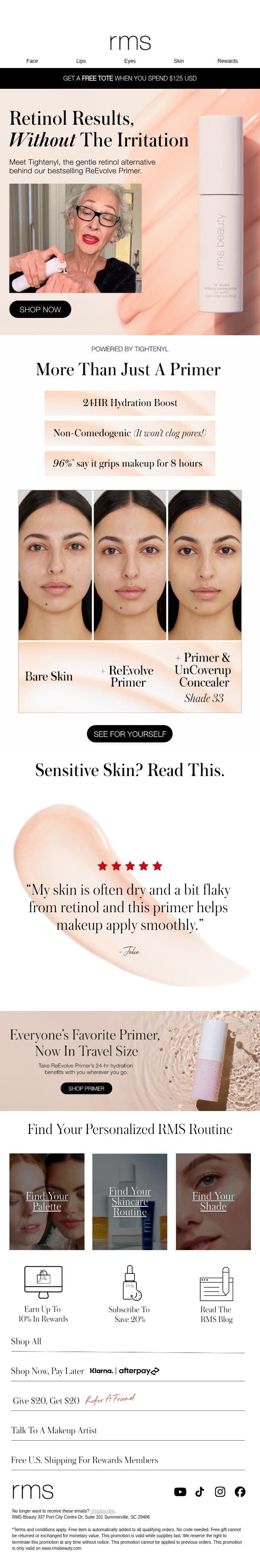 ReEvolve Primer Is Secretly Skincare email from RMS Beauty screenshot