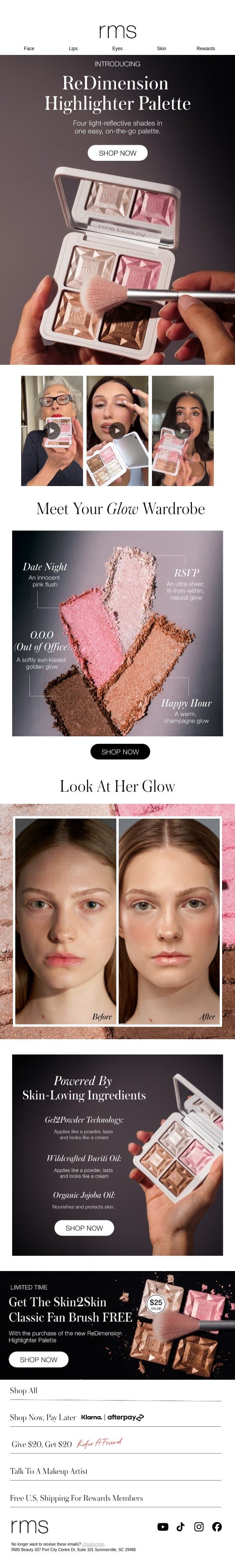 NEW! ReDimension Highlighter Palette email from RMS Beauty screenshot