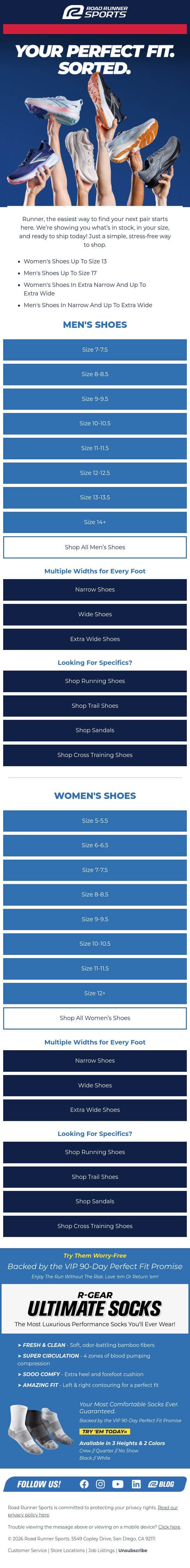 Back for Your Next Pair? email from Road Runner Sports screenshot
