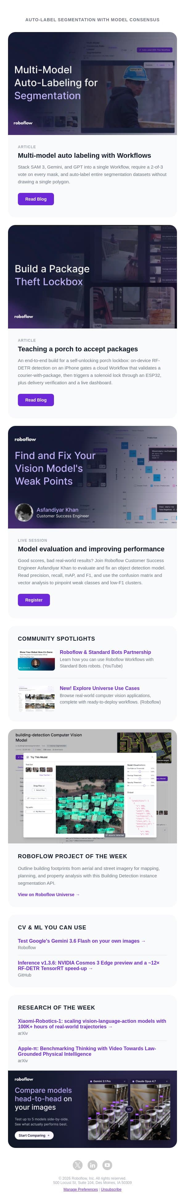 Automate data labeling with AI Workflows email from Roboflow screenshot