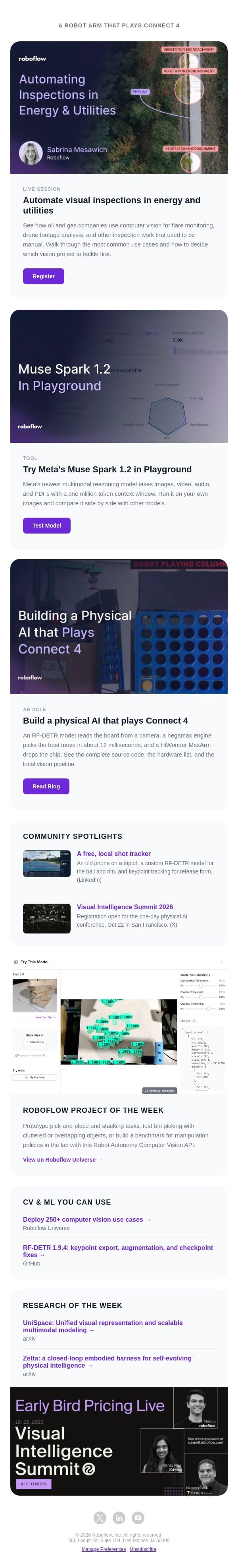 Muse Spark 1.2 in Playground email from Roboflow screenshot