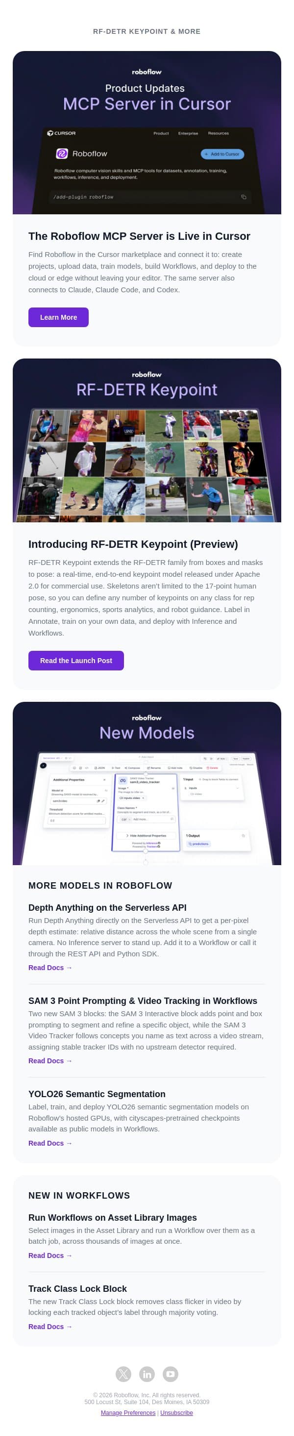June Roboflow Launches: MCP Live in Cursor, Keypoints, more email from Roboflow screenshot
