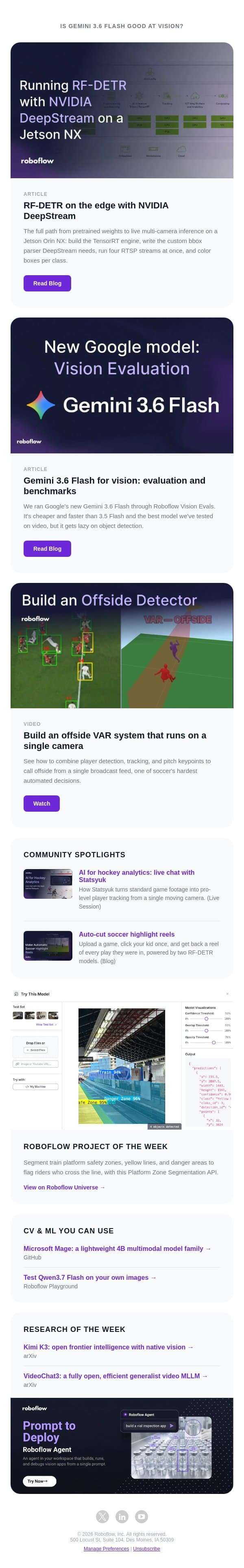 How to run 4 video streams on a Jetson email from Roboflow screenshot