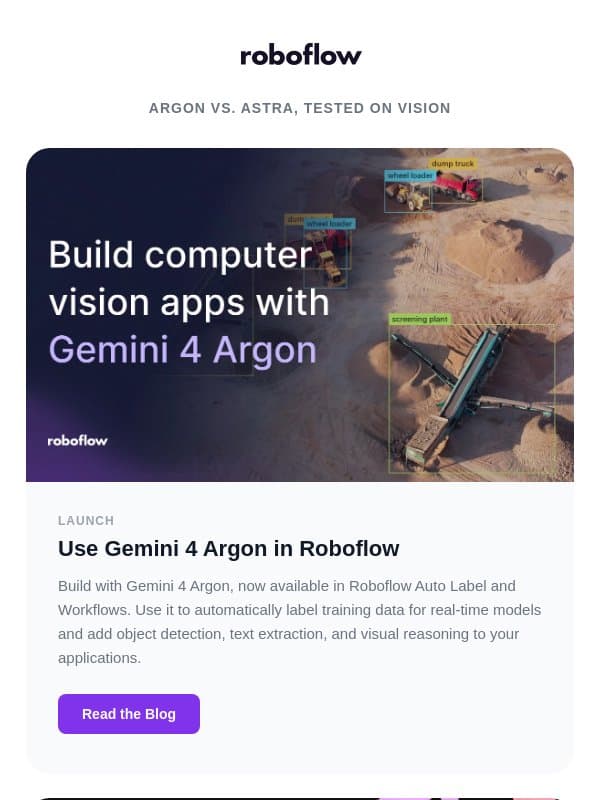Use Gemini 4 Argon in Roboflow email from Roboflow