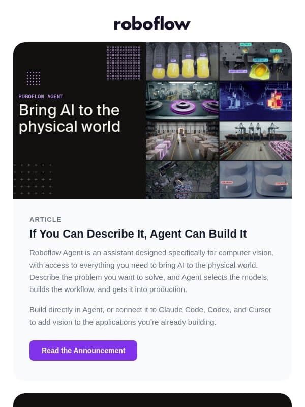 Introducing Roboflow Agent email from Roboflow