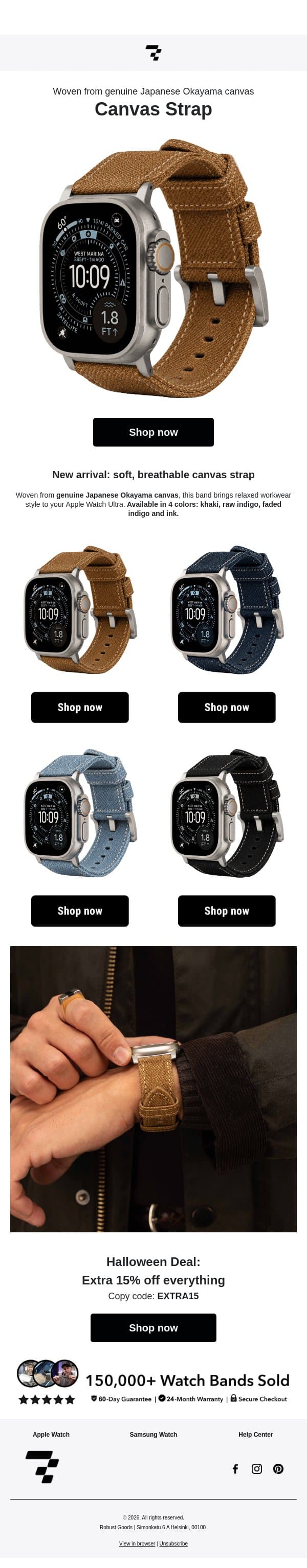 New: Canvas Strap email from RobustGoods screenshot