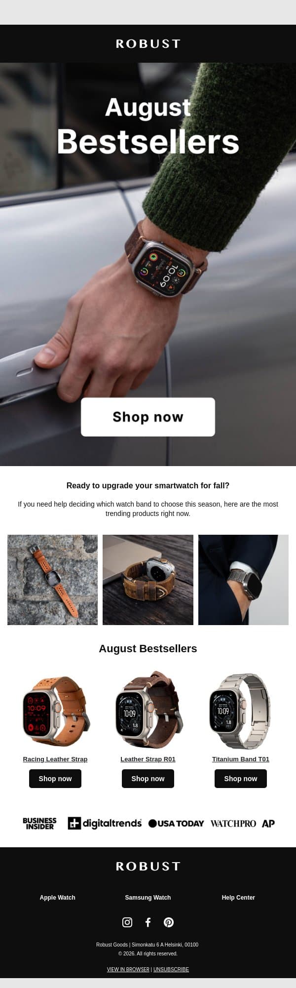 Upgrade your watch for fall email from RobustGoods screenshot
