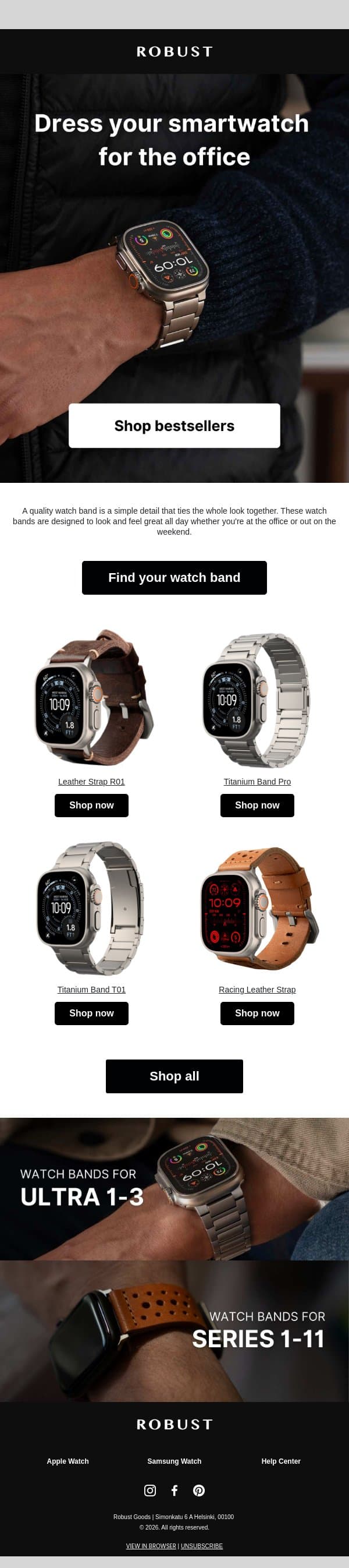Is your smartwatch office-ready? email from RobustGoods screenshot