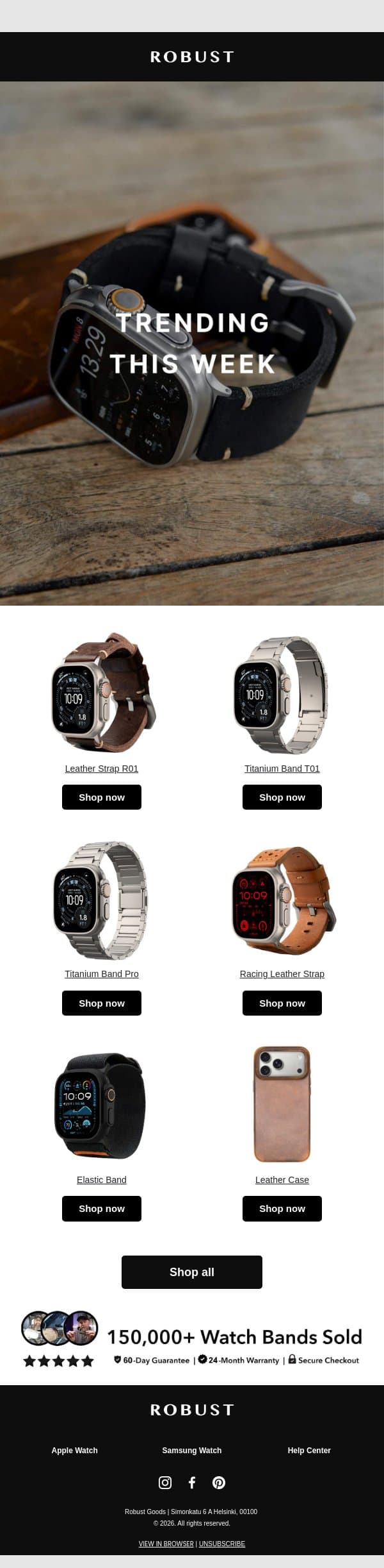 Trending this week email from RobustGoods screenshot