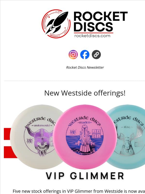New releases from Westside and Latitude 64! email from Rocket Discs