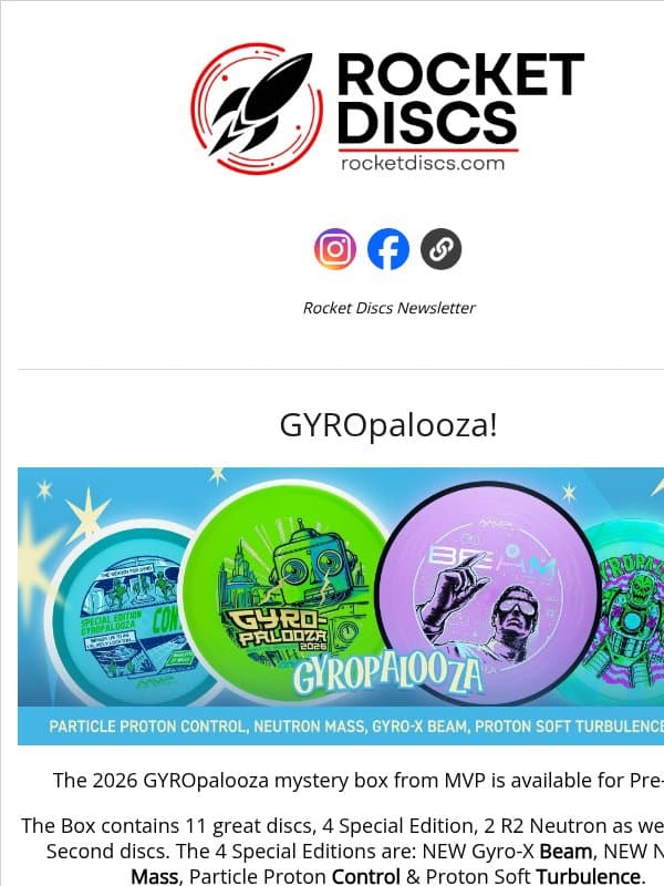 Pre-order GYROpalooza box! News from Kastaplast! email from Rocket Discs