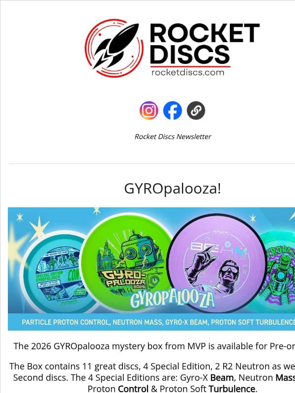 2026 GYROpalooza box is here for Pre-order! email from Rocket Discs