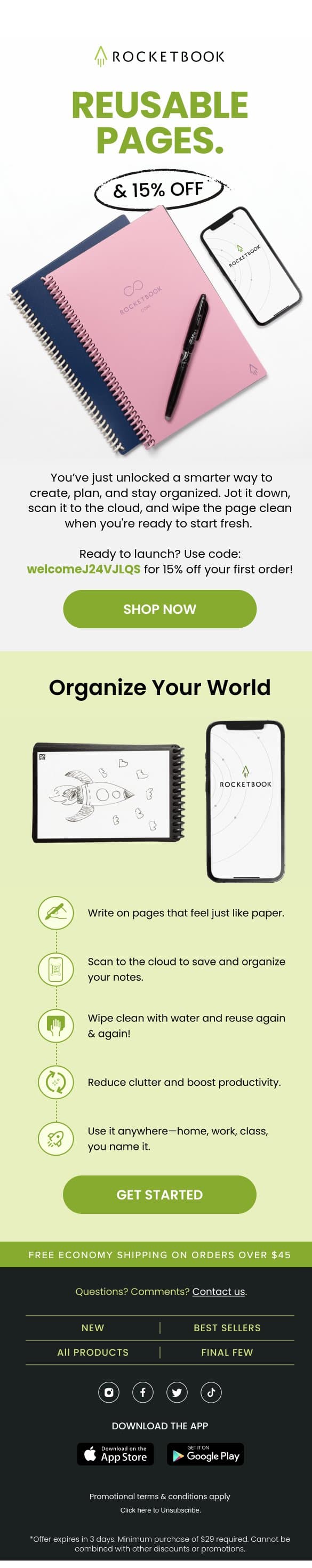 Welcome to Rocketbook 🚀 email from Rocketbook screenshot