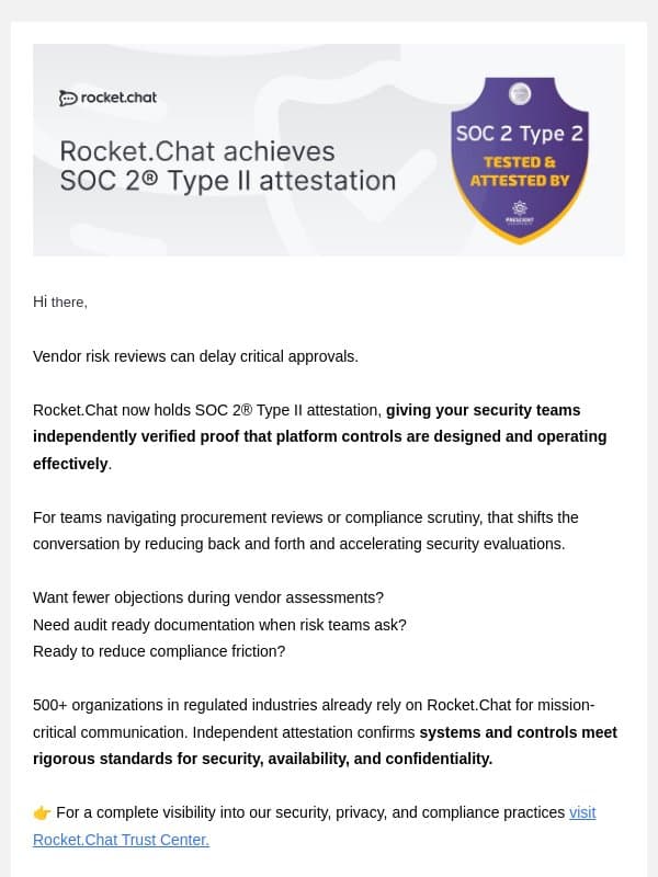 Security review just got easier email from Rocket.Chat