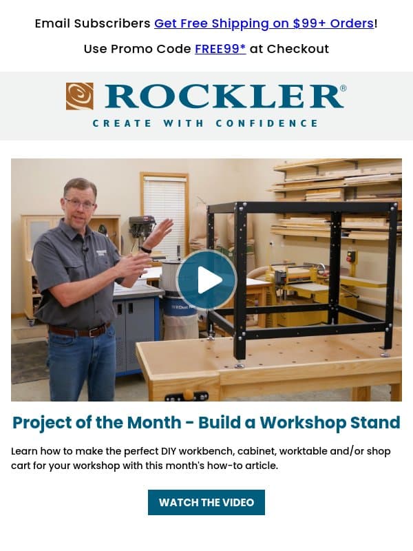 Create the Perfect Workstation for Your Needs! email from Rockler