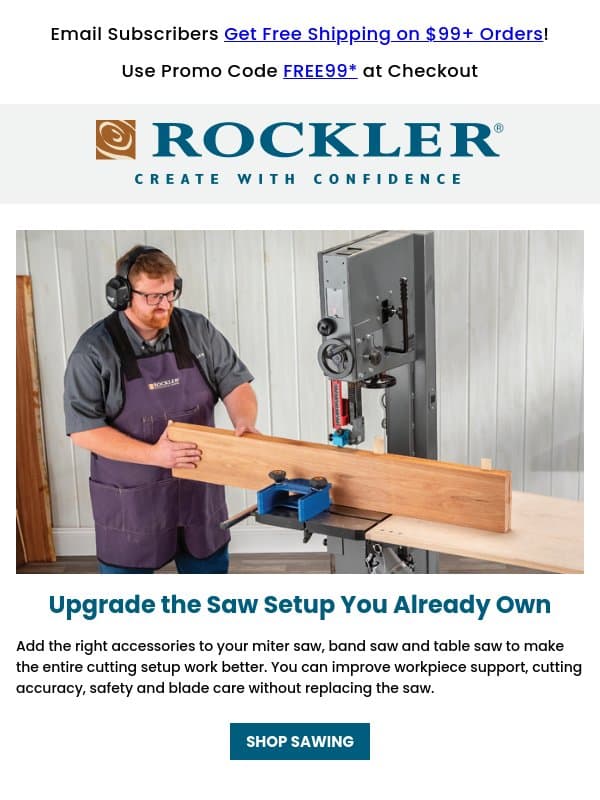 Take Your Sawing to the Next Level email from Rockler