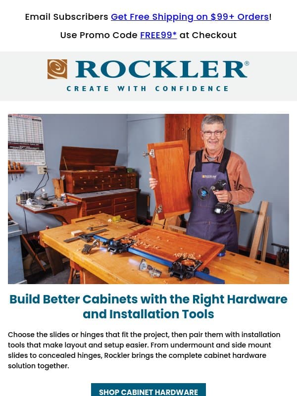 Create Your Perfect Cabinet email from Rockler