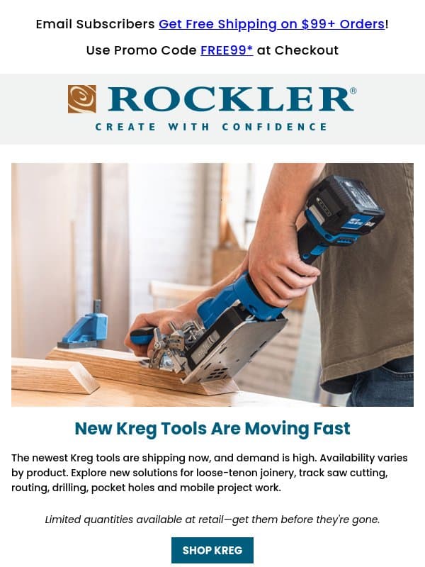 Kreg Edge Is Here + More New Kreg Tools! email from Rockler