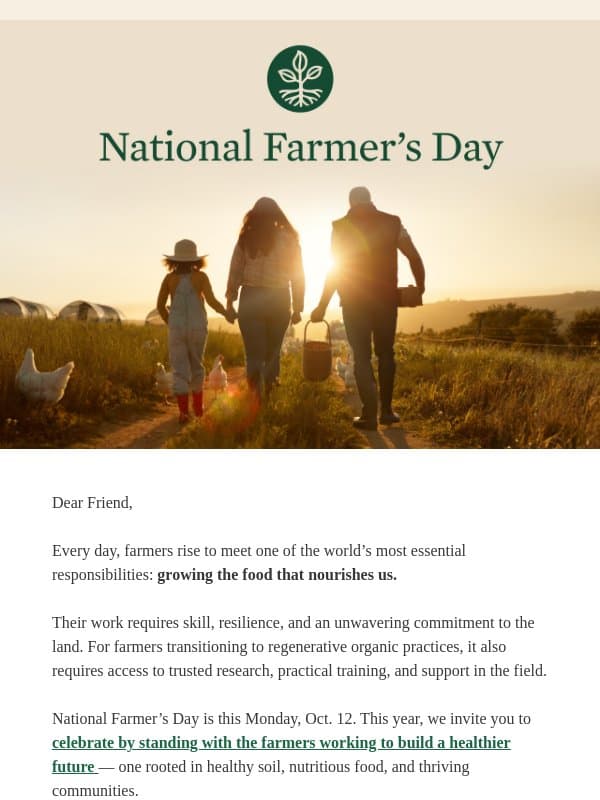 Soon, we’ll celebrate the hands that feed us email from Rodale Institute