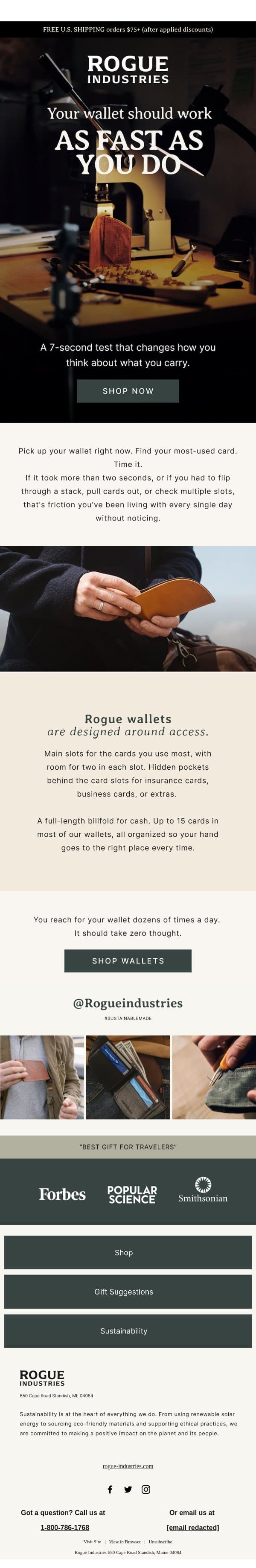 Grab your wallet. Try this. email from Rogue Industries screenshot