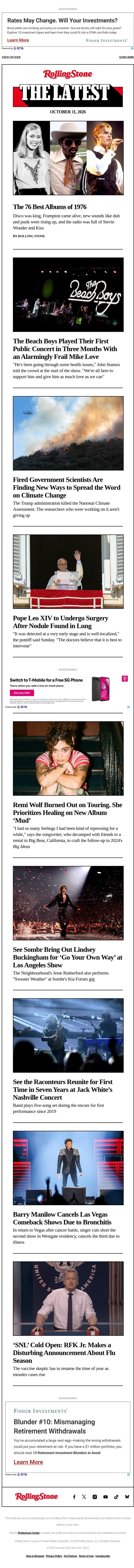 The 76 Best Albums of 1976 email from Rolling Stone screenshot