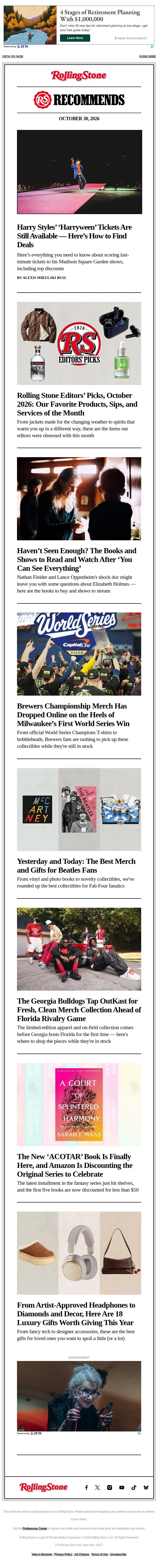 Harry Styles’ ‘Harryween’ Tickets Are Still Available — Here’s How to Find Deals email from Rolling Stone screenshot