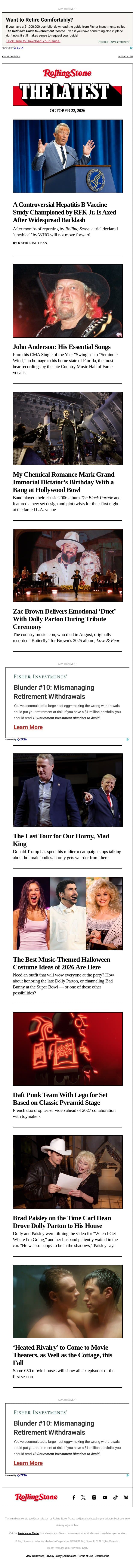 RFK Jr.’s Vaccine Study Is Axed After Widespread Backlash email from Rolling Stone screenshot